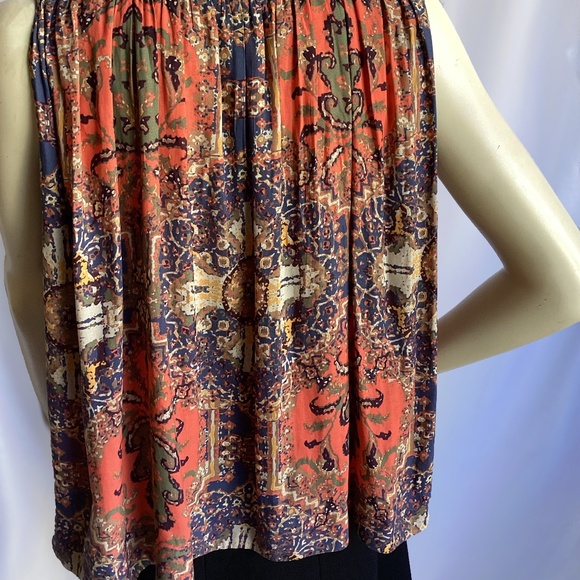 Free People Orange/Blue/Green  Abstract Tapestry Sleeveless Top - Picture 2 of 4